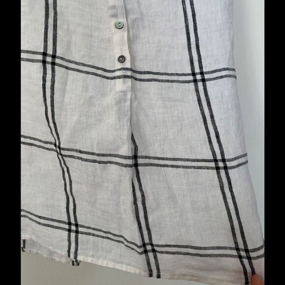Christian Siriano New York 100% Linen Plaid Button-Up Sleeveless Tunic Top, Med - Picture 4 of 7